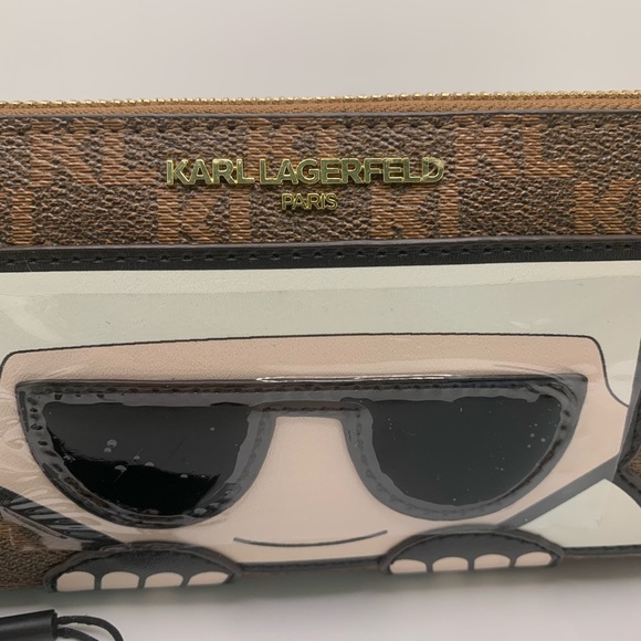 Karl Lagerfeld Paris Maybelle SLG Zip Brown Wallet - Picture 3 of 17